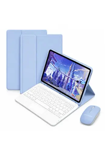 Poco Pad M1 12.1 inch Tablet Uyumlu Bluetooth Touchpad Klavye+Bluetooth Mouse+Standlı Kılıf-BKK7