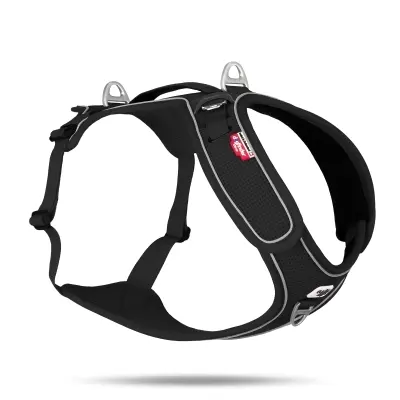 Curli Belka Harness Adjustable Neck Köpek Göğüs Tasması (Siyah) [XL]