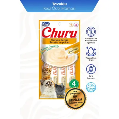 INABA CIAO Churu Cream Tavuklu Krema Kedi Ödül Maması 14gr (4'lü)
