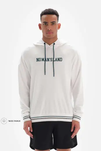 Beyaz Dagi Active Kapüşonlu Pamuklu Sweatshirt