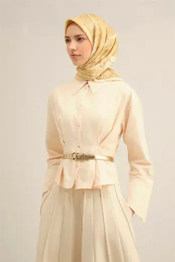 Armine Çiçek Desenli Saf İpek Twill Eşarp 9353D 35