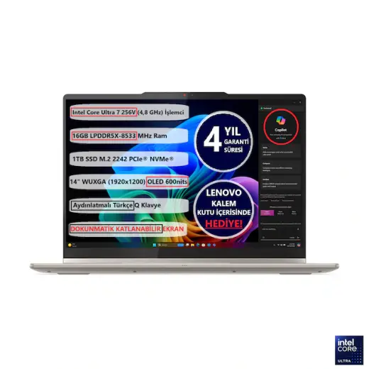 Lenovo Yoga 7 2-in-1 14ILL10 83JQ00GSTR U7-256v 16 GB 1 TB SSD 14" Dos Dizüstü Bilgisayar