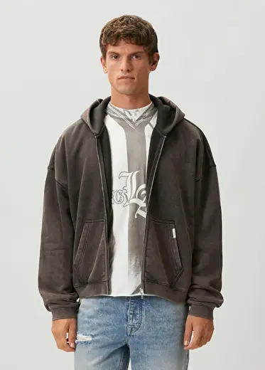 Kahverengi Kapüşonlu Sweatshirt