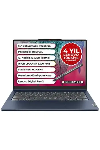 IdeaPad Slim 5 Case 2 in 1 İntel Core i5-13420H 16 GB 512 GB SSD Freedos 14" WUXGA Laptop 83KX004FTR