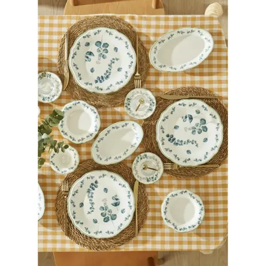 Bella Maison Ocaliptus Stoneware 52 Parça 12 Kişilik Kahvaltı Takımı Yeşil
