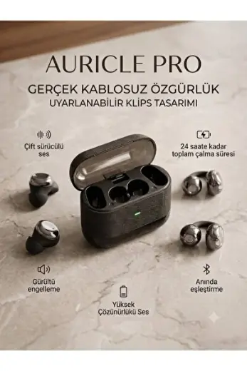 Yeni Nesil 2'si 1 Arada 2 Farklı Kulaklık Gerçek Kablosuz Kulaklıklar, Bluetooth Klipsli ve Kulak İçi 2 Stil, Stereo Spor Kulaklıkları Düşük Güç Tüketimi