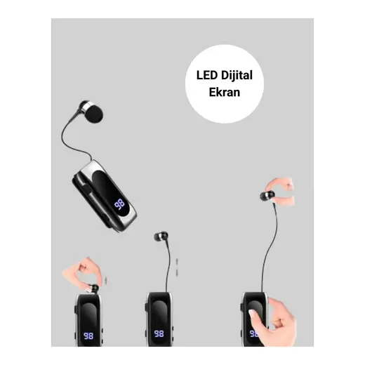 Zenviaa Dijital Göstergeli Bluetooth Kulaklık – Klipsli ve Şık Tasarım Yeni Nesil Zenviaab