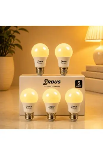Led Ampul Orb-9w Sarı Işık E27 840lm 5 ADET