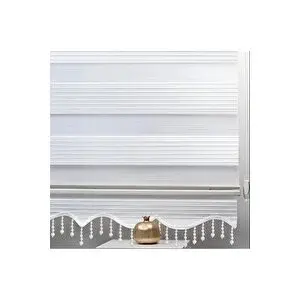 Kidmex Beyaz Piliseli Boncuklu Kumaş Zebra Stor Perde 180x200 cm