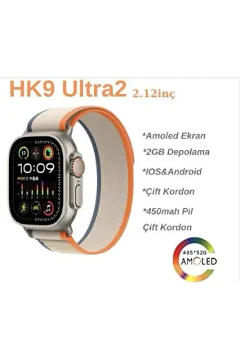 HK9 Ultra2 49mm Amoled Ekran ChatGPT Çift Kordon