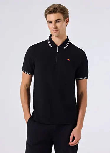 Siyah Polo Yaka Kısa Kollu Erkek T-shirt 6SM5051-BK