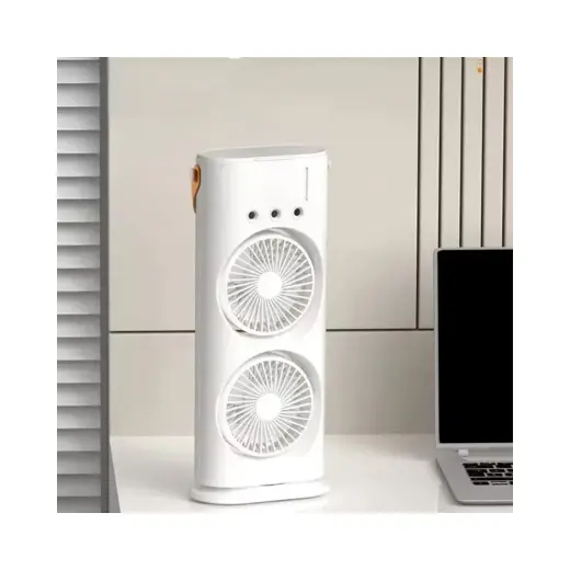 Robeve 2 Fanlı Vantilatör Buharlı Fan -Şarjlı, Kompakt, Ayarlanabilir , Soğutucu Fan ,Buharlı Nemlendirici, Eşsiz Tasarım, Hız Seçenekleri , Led Aydınlatma, Gece Lambası
