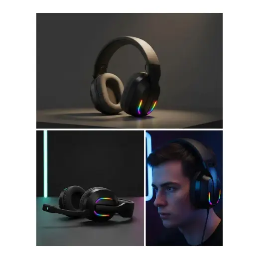 Zenviaa Rgb Aydınlatmalı Kablosuz Oyuncu Kulaklığı Konsol ve Pc Uyumlu ZENVIAA365423