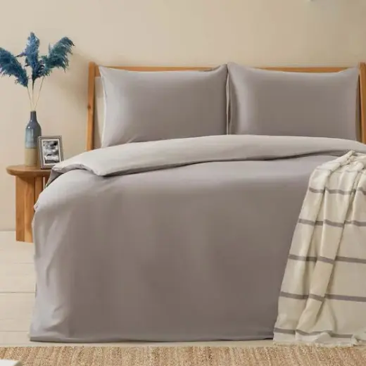 Bettıe %100 Pamuk Çift Kişilik Nevresim Seti 200X220 Cm GRI/SOGUK GRI