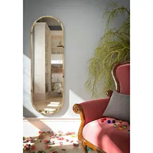 Nysamo 120 Cm Safir Meşe Oval Duvar Salon Antre Hol Koridor Mutfak Banyo Ofis Aynası