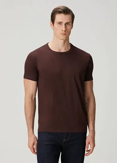 Bosphorus Premium Modal Qsimple Muscle Up Fit Bordo Kısa Kollu Erkek T-shirt