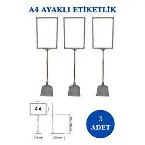 Manken İstanbul 3 Adet Gri A4 Ayaklı Fiyat Etiketi Sepet Etiketi Çerçeveli Fiyat Etiketi Eşek Askılık Etiketi