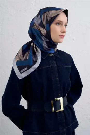 Armine Geometrik Desenli Saf İpek Twill Eşarp 9413D 31