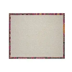 Vivense Bordürlü Hasir Dokulu Si̇sal Maki̇ne Halisi, Krem, 100x150