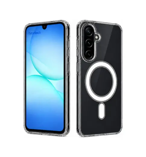 Samsung Galaxy A17 Uyumlu Yumuşak Magsafe Kablosuz Şarj Destekli Şeffaf Kılıf Kamera İçin Yükseltilmiş Çerçeve