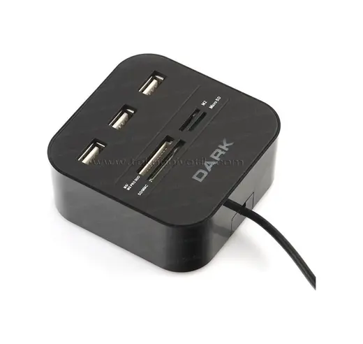 Dark Usb 2.0 Çoklu Kart Okuyucu Ve 3Xusb 2.0 Çoklayıcı Hub (Siyah)