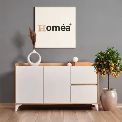 Homea 2 Kapaklı 2 Çekmeceli Konsol Safir Meşe Beyaz