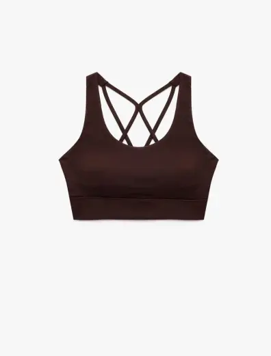 Slim Fit U Yaka Kolsuz Sırt Detaylı Kaplı Sporcu Sütyeni