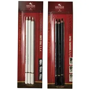 KOH-I-NOOR Kohi Noor Gioconda White Coal Ve Extra Charcoal Kömür Füzen Kalem 2li Set