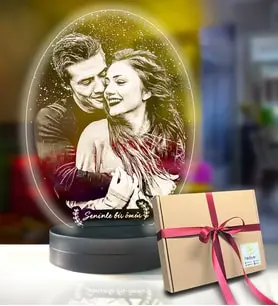 Kişiye Özel Oval Fotoğraflı 3D Model Led Gece Lamba (Beyaz)