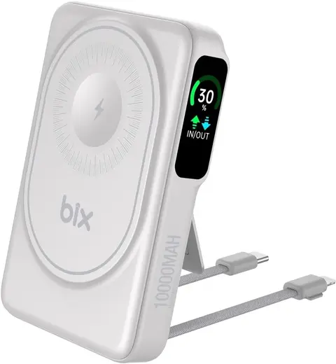 Bix TPB16 10000 mAh 20 W PD 15 W MagSafe OLED Ekranlı Manyetik Kablosuz Powerbank