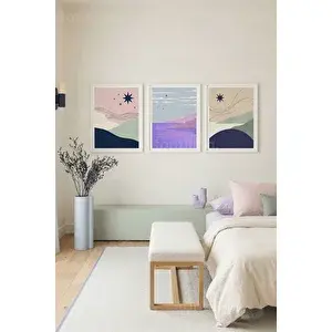 Tontilika Rüya Manzaraları 3’lü Ahşap Çerçeveli Tablo Seti 30x42 cm