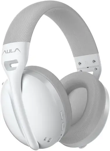 Aula S6 3 Modlu Kablosuz 3.5 mm Kablolu ve Bluetooth 5.3 Mikrofonlu Gaming Oyuncu Kulaklığı Beyaz Ultra Hafif Hafızalı Sünger 40 mm Sürücülü Gürültü Önleyici