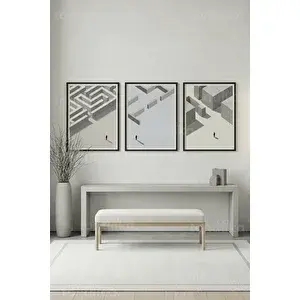 Tontilika Modern Mekansal Keşifler 3’lü Ahşap Çerçeveli Tablo Seti 30x42 cm