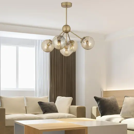 Apliqa Meyo 5li Eskitme Bal Camlı Modern Genç Odası Yatak Odası Salon Avize