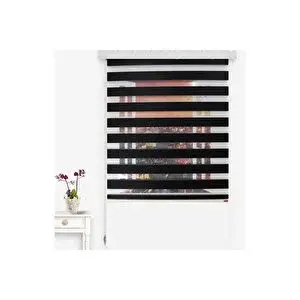 Kidmex Düz Siyah Zebra Perde Etek Dilimsiz 190x200 cm