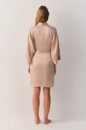 Gül Rengi Silky İpek Kısa Sabahlık 5