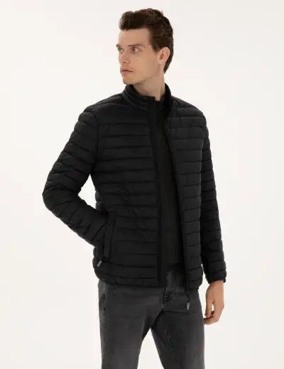 Siyah Kapitone Basic Mont