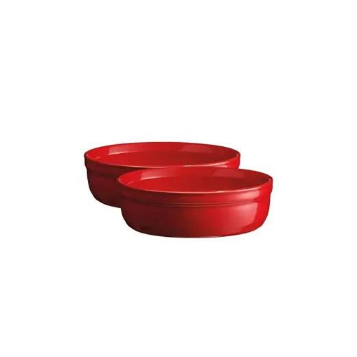 Emile Henry Fırın Kabı Yuvarlak Creme Brulee 2 Li Set Kırmızı/burgundy