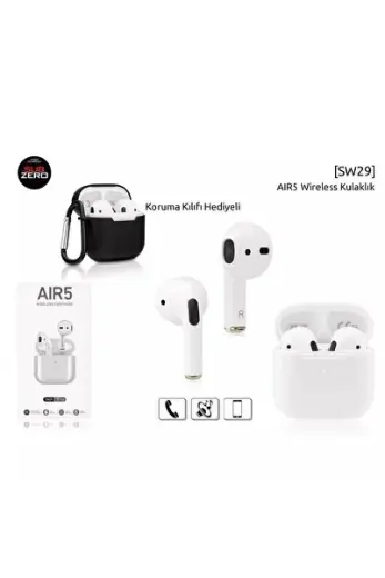 Bluetooth Kulaklık Aır5 Beyaz Kılıf Hediyeli