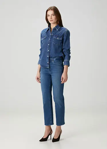 Le Sleek Straight Mavi Jean Pantolon