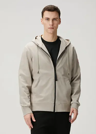 Huron Bej Kapüşonlu Sweatshirt