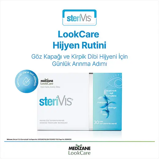 Medizane LookCare SteriVIS Hassas Göz Temizleme Mendili 30lu