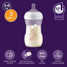 Doğal Tepkili Zürafa Desenli Biberon, PP, 260ml, 3-6 Ay, SCY903/66 10