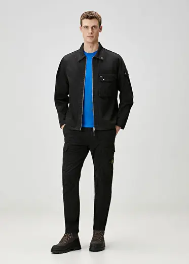 Siyah Stretch Twill Kargo Pantolon