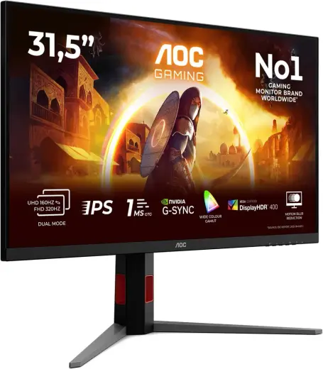 AOC U32G4U 31.5" 4K 0.5ms 160Hz Full HD / 0.5ms 320Hz Adaptive-Sync Fast IPS 4K Gaming Monitör