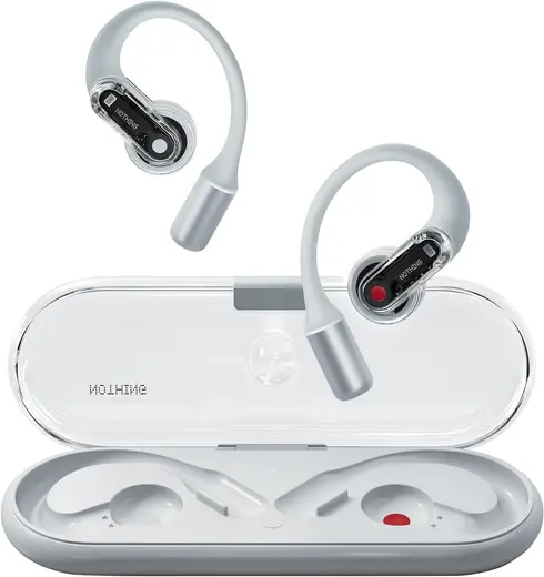 Nothing Ear (Open) açık kulak içi kulaklık, iki mikrofonlu ve AI Clear Voice, Open Sound teknolojisi, IP54 toz ve suya dayanıklı, 30 saat çalma ve gelişmiş EQ – beyaz