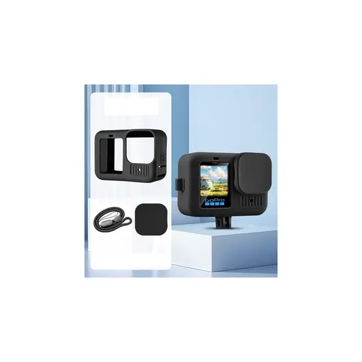 Mettzchrom Gopro 13 Uyumlu Silikon Koruma Kılıfı Bileklikli Soft Case Black Siyah