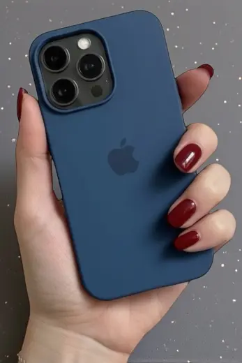 Iphone 16 Pro Max Uyumlu Kılıf Logolu Lansman Soft Yumuşak Içi Kadife Silikon Kapak Lacivert