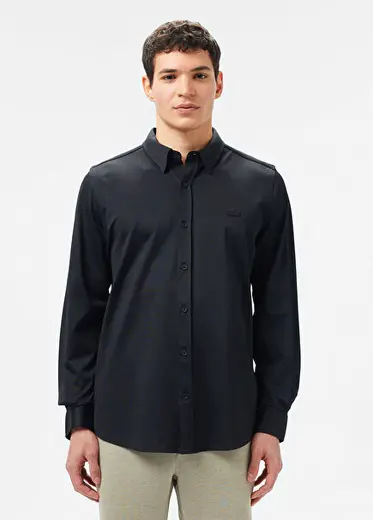 Siyah Slim Fit Uzun Kollu Erkek Gömlek