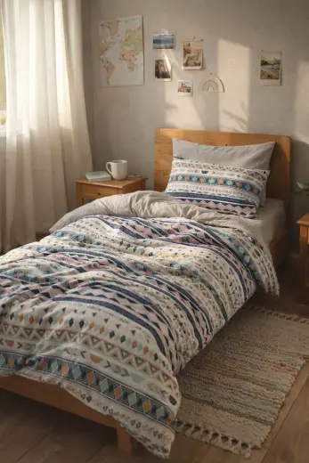Mystory Home Lastikli Çarşaflı Tek Kişilik Nevresim Takımı Diamente
